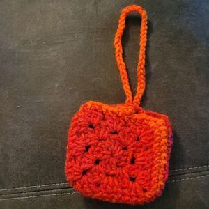 Handmade Crochet Red and Orange Pouch
